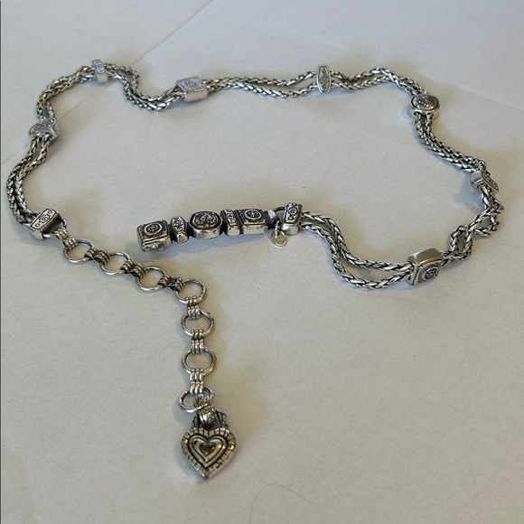 BRIGHTON SILVER TONE DOUBLE CHAIN ADJUSTABLE METAL BELT 35” LONG main image 6